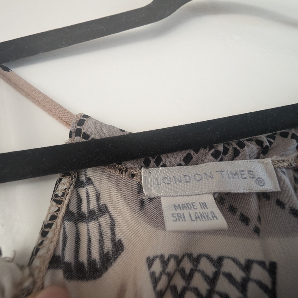 London Times Tan and Brown Chevron Pattern Halter Maxi Dress - Picture 9 of 14